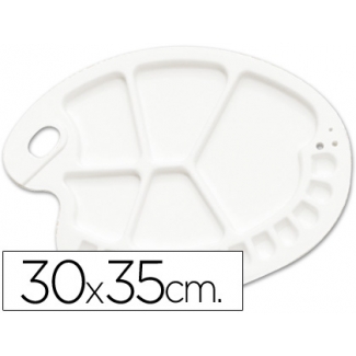 Liderpapel A15412 - Paleta de plástico ovalada, 17 huecos, tamaño 30 x 35 cm