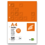 Liderpapel PA05 - Recambio para carpeta de anillas, tamaño A4, 100 hojas de 80 gr, 4 taladros, liso, sin margen