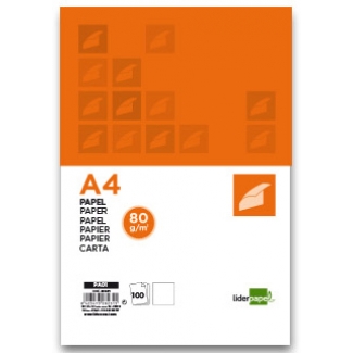 Liderpapel PA01 - Papel, A4, 100 hojas de 80 gramos, liso