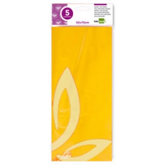 Liderpapel CL17 - Papel celofán, bolsa de 5 hojas, 50 x 70 cm, color amarillo