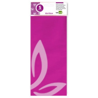 Liderpapel CL19 - Papel celofán, bolsa de 5 hojas, 50 x 70 cm, color rosa