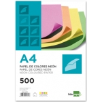 Liderpapel PC23 - Papel de color, A4, 75 gramos, 4 colores surtidos neón, paquete de 500 hojas, 125 hojas por color