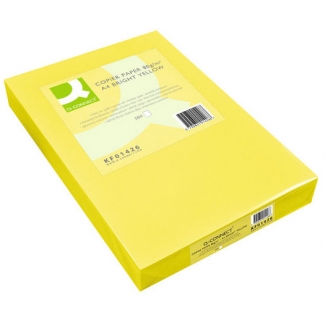 Q-Connect KF18010 - Papel de color, A3, 80 gramos, color amarillo intenso, paquete de 500 hojas