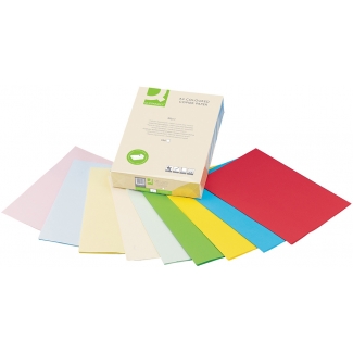 Q-Connect KF02242 - Papel de color, A4, 80 gramos, 5 colores surtidos claros, paquete de 500 hojas, 100 hojas por color