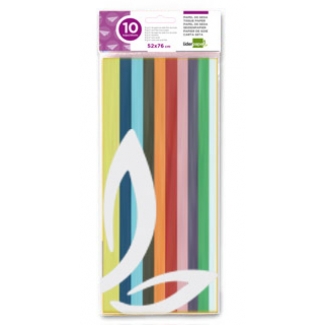 Liderpapel SE02 - Papel seda, tamaño 52x76 cm, 18 gr/m2, colores surtidos, bolsa de 10 hojas
