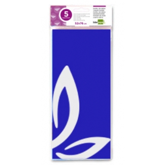 Liderpapel SE05 - Papel seda, tamaño 52x76 cm, 18 gr/m2, color azul, bolsa de 5 hojas