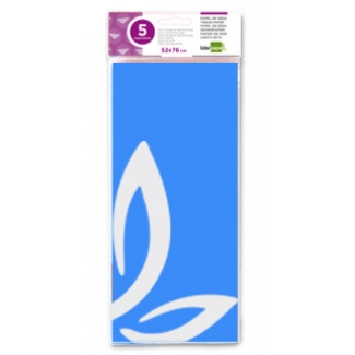 Liderpapel SE06 - Papel seda, tamaño 52x76 cm, 18 gr/m2, color azul celeste, bolsa de 5 hojas