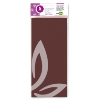 Liderpapel SE07 - Papel seda, tamaño 52x76 cm, 18 gr/m2, color marrón, bolsa de 5 hojas