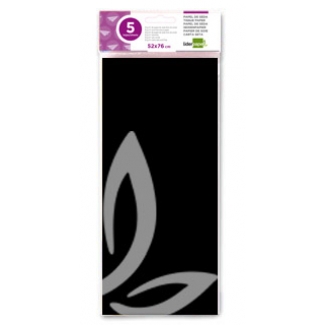 Liderpapel SE09 - Papel seda, tamaño 52x76 cm, 18 gr/m2, color negro, bolsa de 5 hojas