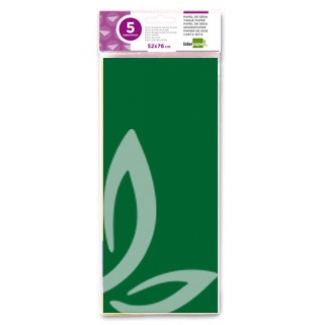 Liderpapel SE29 - Papel seda, tamaño 52x76 cm, 18 gr/m2, color verde oscuro, bolsa de 5 hojas