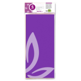 Liderpapel SE12 - Papel seda, tamaño 52x76 cm, 18 gr/m2, color violeta, bolsa de 5 hojas