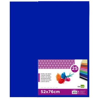 Liderpapel SE20 - Papel seda, tamaño 52x76 cm, 18 gr/m2, color azul, paquete de 25 hojas