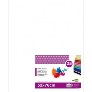 Liderpapel SE26 - Papel seda, tamaño 52x76 cm, 18 gr/m2, color blanco, paquete de 25 hojas