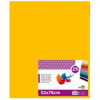 Liderpapel SE18 - Papel seda, tamaño 52x76 cm, 18 gr/m2, color naranja, paquete de 25 hojas