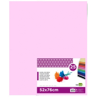 Liderpapel SE17 - Papel seda, tamaño 52x76 cm, 18 gr/m2, color rosa, paquete de 25 hojas