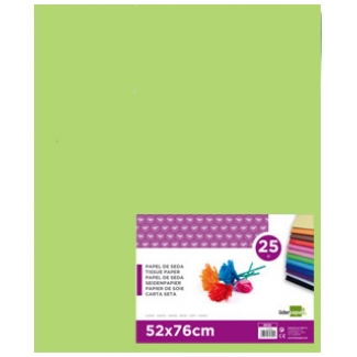 Liderpapel SE24 - Papel seda, tamaño 52x76 cm, 18 gr/m2, color verde medio, paquete de 25 hojas