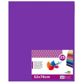 Liderpapel SE22 - Papel seda, tamaño 52x76 cm, 18 gr/m2, color violeta, paquete de 25 hojas