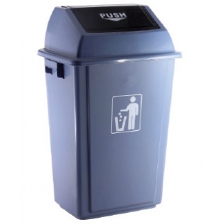 Q-Connect KF16747 - Papelera contenedor de plástico, tapa balancín, 40 litros, color gris