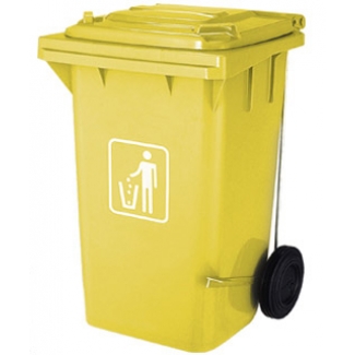 Q-Connect KF16543 - Papelera contenedor con ruedas, 100 litros, color amarillo