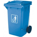 Q-Connect KF16544 - Papelera contenedor con ruedas, 100 litros, color azul