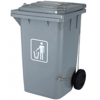 Q-Connect KF16545 - Papelera contenedor con ruedas, 100 litros, color gris