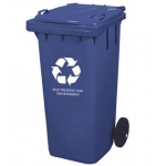 Q-Connect KF04242 - Papelera contenedor con ruedas, 240 litros, color azul