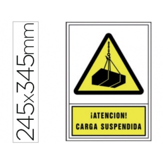 Syssa 2060 - Señal de !atención! carga suspendida, pvc, medida 245 mm x 345 mm
