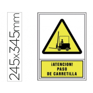 Syssa 2066 - Señal de !atención! paso de carretilla, pvc, medida 245 mm x 345 mm