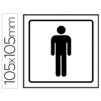 Syssa 1505 - Señal de aseos caballeros, pvc, medida 105 mm x 105 mm