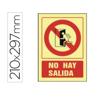 Syssa 5094F - Señal de no hay salida, pvc fotoluminiscente, medida 297 mm x 210 mm