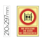 Syssa 5095F - Señal de no utilizar en caso de emergencia, pvc fotoluminiscente, medida 297 mm x 210 mm
