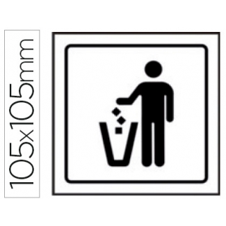 Syssa 1635 - Señal de papelera, pvc, medida 105 mm x 105 mm