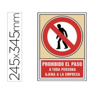 Syssa 3021 - Señal de prohibido el paso a toda persona ajena a la empresa, pvc, medida 245 mm x 345 mm