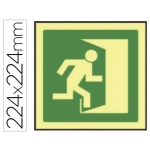 Syssa 9051F - Señal de salida de emergencia derecha, pvc fotoluminiscente, medida 224 mm x 224 mm