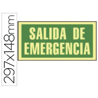 Syssa 9070F - Señal de salida de emergencia, pvc fotoluminiscente, medida 297 mm x 148 mm
