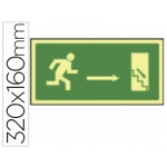 Syssa 9017F - Señal de salida de emergencia, derecha escalera bajando, pvc fotoluminiscente, medida 320 mm x 160 mm