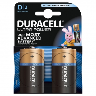 Duracell Ultra Power 81381977 - Pila alcalina, D (LR20), blíster con 2 pilas