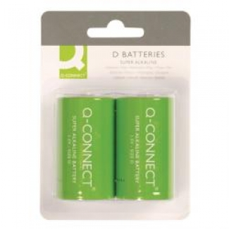 Q-Connect KF00491 - Pila alcalina, D (LR20), blíster con 2 pilas