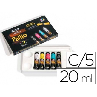 Pintura oleo Pallio caja cartón de 5 colores primarios tubo de 20 ml