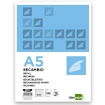 Liderpapel RE02 - Recambio para carpeta de anillas, tamaño A5, 120 hojas de 70 gr, 6 taladros, rayado horizontal, sin margen, bandas de 5 colores