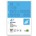 Liderpapel RC06 - Recambio para carpeta de anillas, tamaño cuarto, 100 hojas de 60 gr, 6 taladros, cuadrícula de 4 mm, con margen