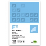 Liderpapel RF05 - Recambio para carpeta de anillas, tamaño folio, 100 hojas de 60 gr, 4 taladros, cuadrícula de 8 mm, con margen