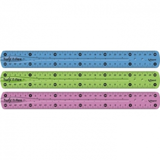 Maped 027900 - Regla de plástico flexible, 30 cm, colores surtidos transparentes