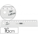 Regla Mor 16 cm plástico transparente para zurdos