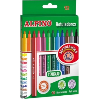 Alpino Standard AR001002 - Rotuladores de colores, caja de 12 colores
