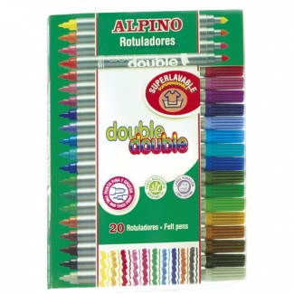 Alpino Double Double AR000058 - Rotuladores de colores, doble punta, estuche de 20 + 4 colores