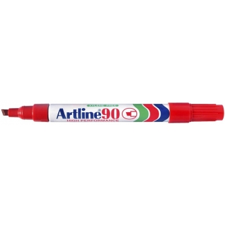 Artline EK-90 - Rotulador permanente, punta biselada, color rojo