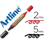 Rotulador Artline pizarra doble punta punta biselada 5 mm negra punta redonda 2 mm color roja