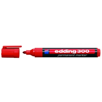 Edding 300 - Rotulador permanente, punta redonda de 1,5-3 mm, color rojo