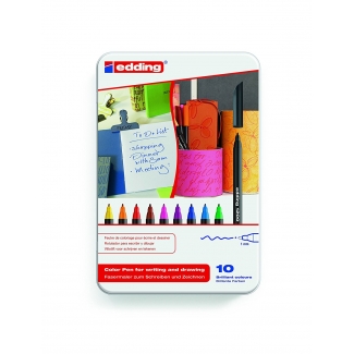 Edding 1200-10-S - Rotulador punta de fibra, punta redonda de 1 mm, estuche de 10